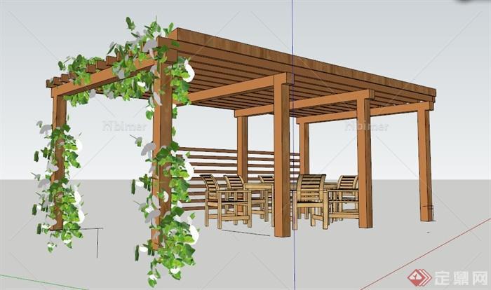 现代风格花廊架及桌椅su模型