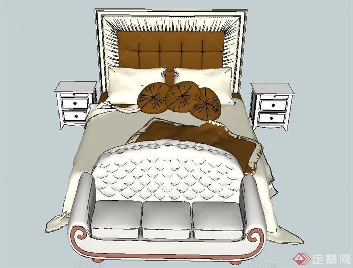现代卧室双人床设计SU模型