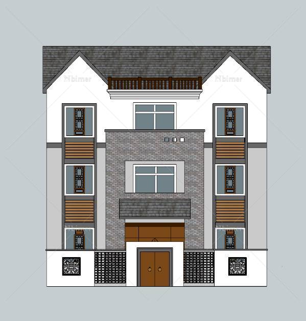 中式风格房屋(204014)su模型下载