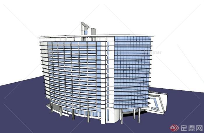 某现代高层酒店建筑设计SU模型素材