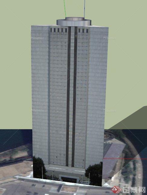 一栋三角大厦建筑设计SU模型