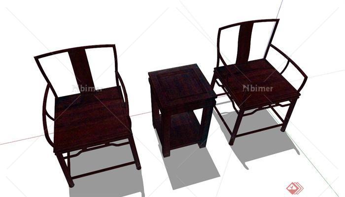 中式木质太师椅设计SU模型