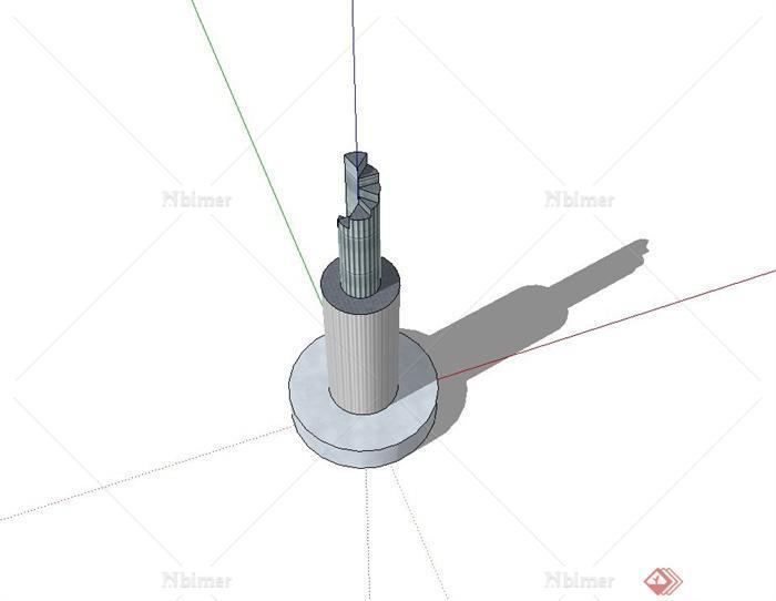 现代风格景观雕塑柱设计su模型[原创]