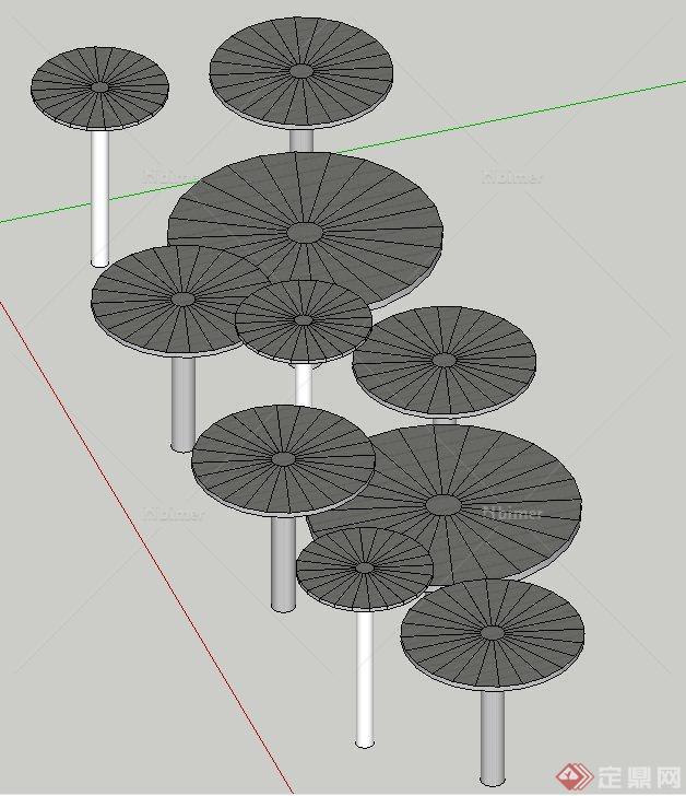 园林景观节点铁艺伞形小品设计SU模型