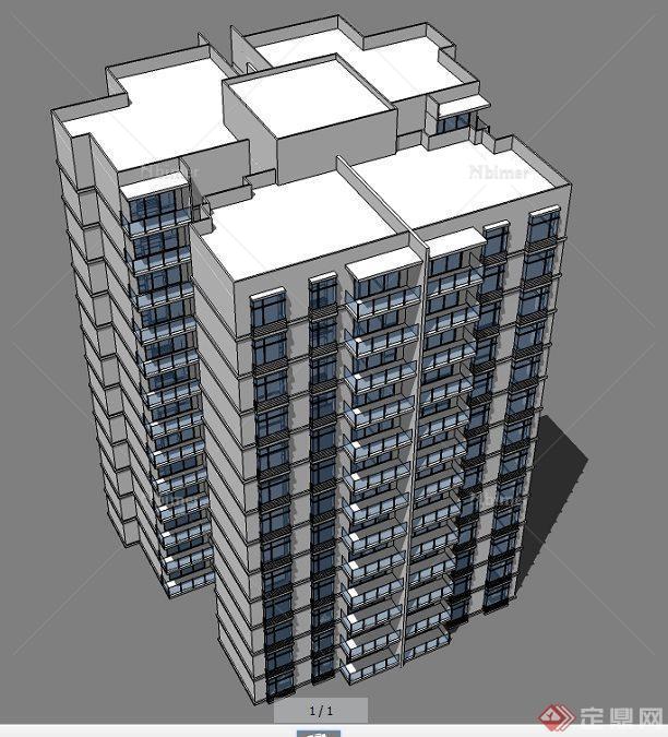一栋点式高层住宅楼建筑设计su模型