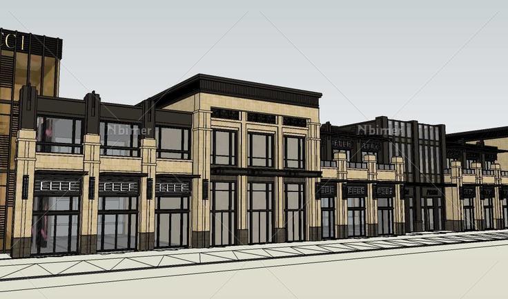 新古典入口+沿街商业街建筑模型(140149)su模型下