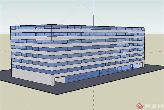 某多层两排行政办公楼建筑设计SU模型