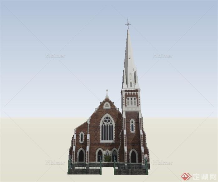 某欧式风格单层教堂建筑设计SU模型