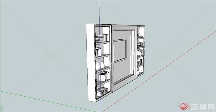 现代简易书柜设计SU模型[原创]