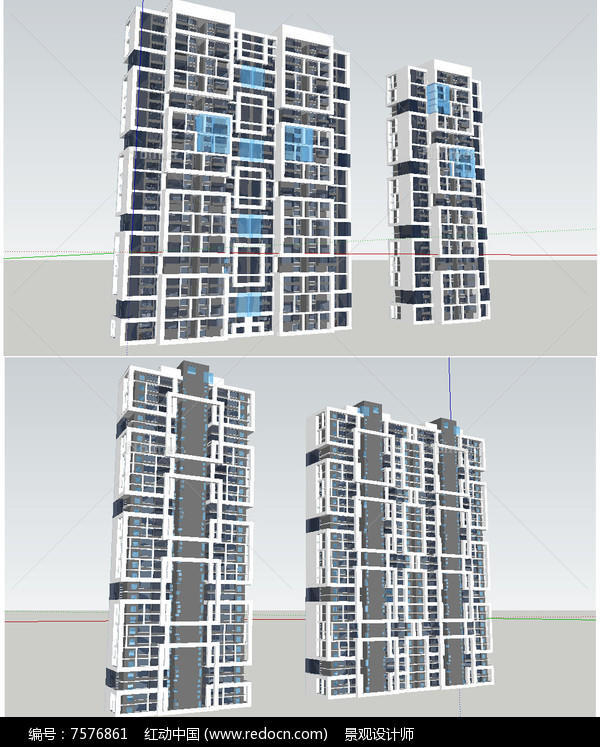 现代中式建筑草图大师SU模型