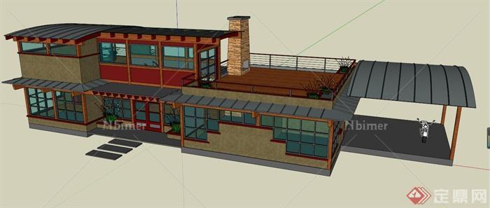 某双层乡村住宅建筑设计SU模型