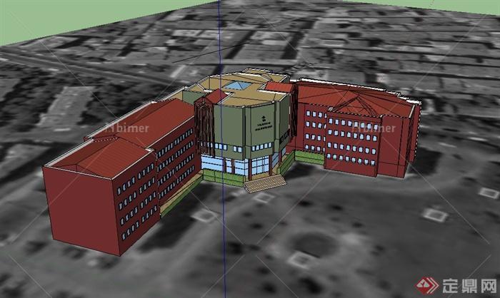 某现代四层宾馆建筑设计SU模型