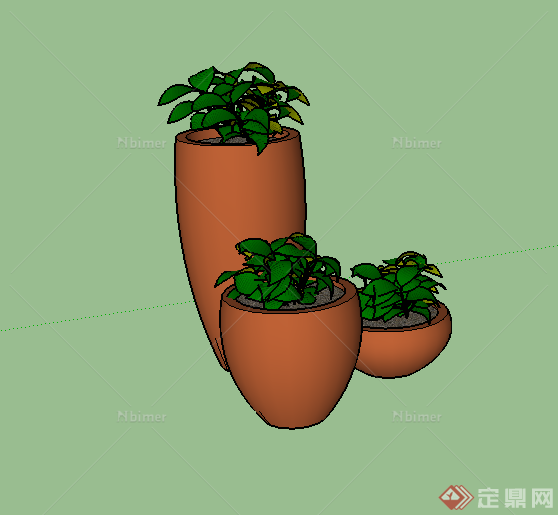 某园林盆栽植物设计SU模型素材7