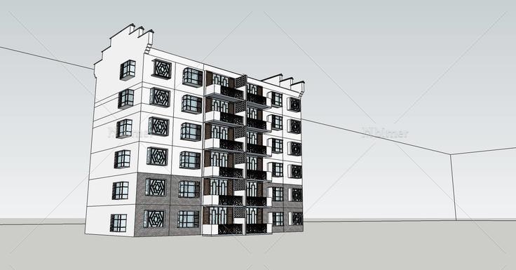 中式多层住宅楼(80192)su模型下载