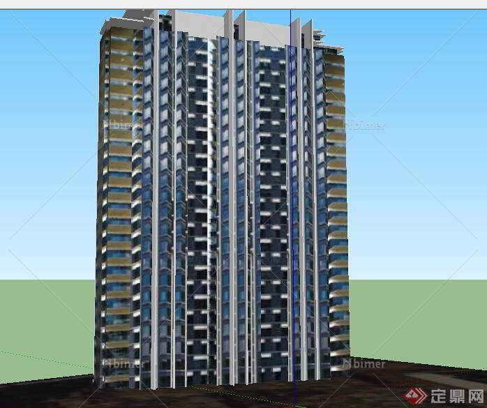 某个现代高层居住建筑楼设计SU模型