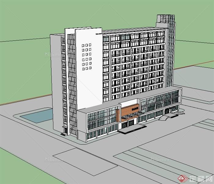 现代小高层住院楼建筑设计su模型[原创]