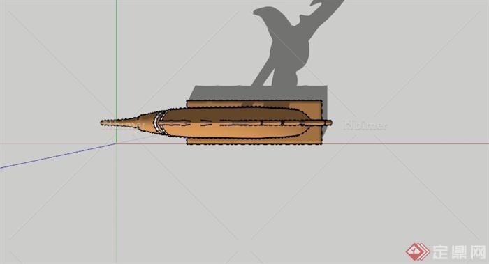 某现代剑鱼造型雕塑SU模型