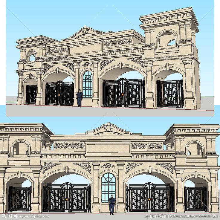 欧式居住区大门sketchup图片