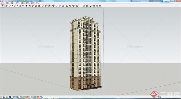 某独栋高层住宅楼建筑设计SU模型
