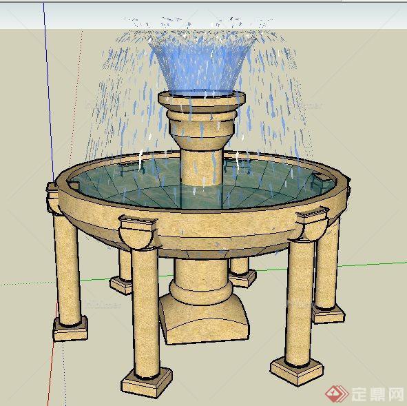 喷泉水池小品设计su模型[原创]