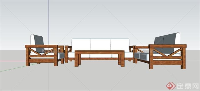 某古典中式沙发组合SU模型
