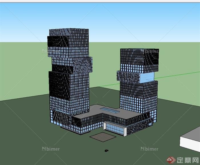现代风格高层写字建筑楼设计su模型[原创]