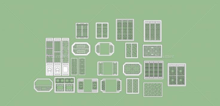 再发一套精细古建门窗提供SketchUp模型下载分享