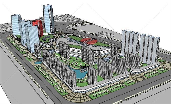南京某地商业规划方案SketchUp精致设计模型[原创