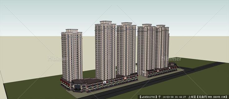 Sketch Up 精品模型---新古典高层住宅+商业