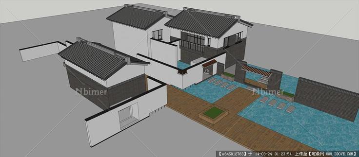 Sketch Up 精品模型---现代中式独栋别墅