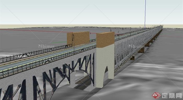 现代某高架桥建筑设计SU模型