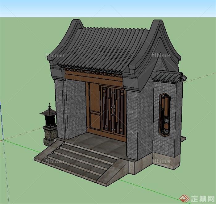 古典中式风格建筑入户门设计SU模型