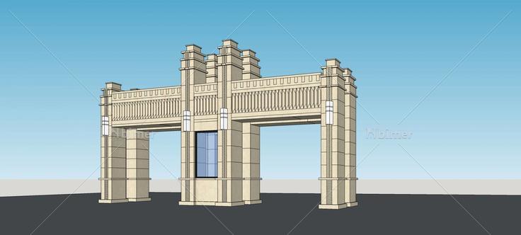 新古典风格小区大门(74586)su模型下载