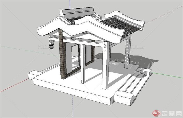 某古典中式门廊入口设计su模型