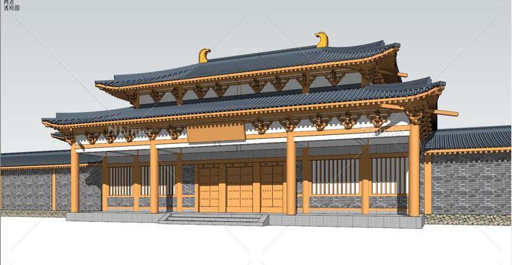 古庙建筑 群山门(163578)su模型下载