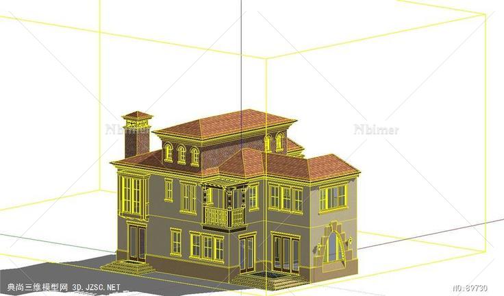 欧式西班牙风格别墅建筑模型