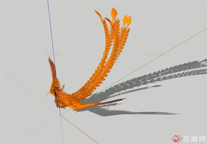 古神话中的神鸟凤凰设计su模型