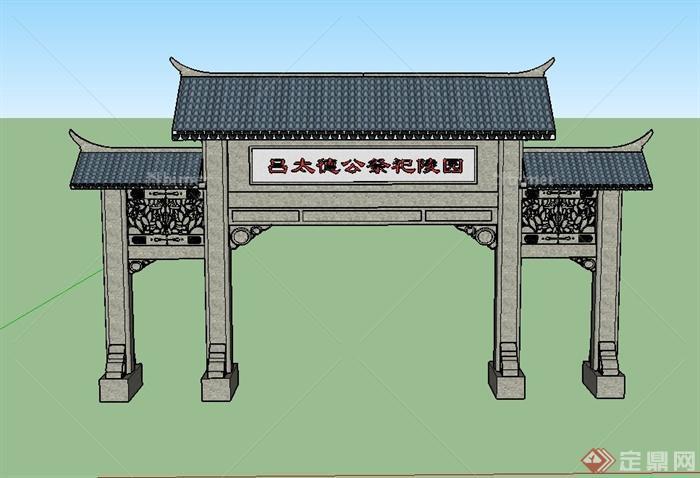 园林景观牌坊设计SU模型