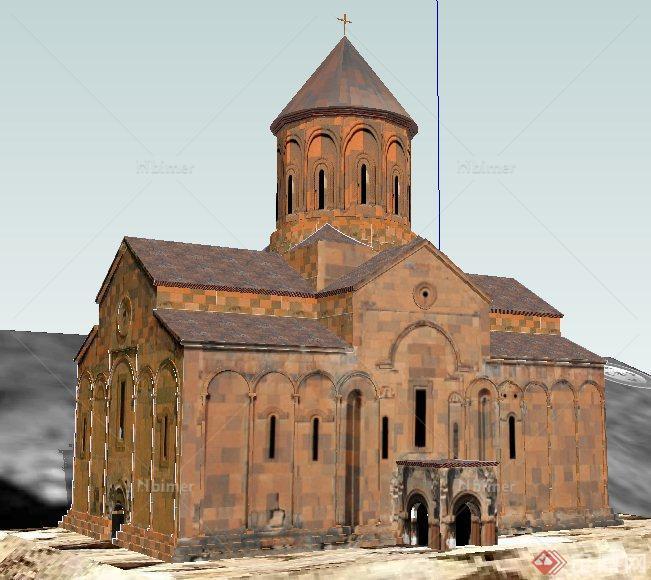 欧式风格大教堂建筑设计su模型