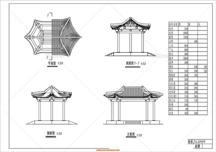 古典六角套亭