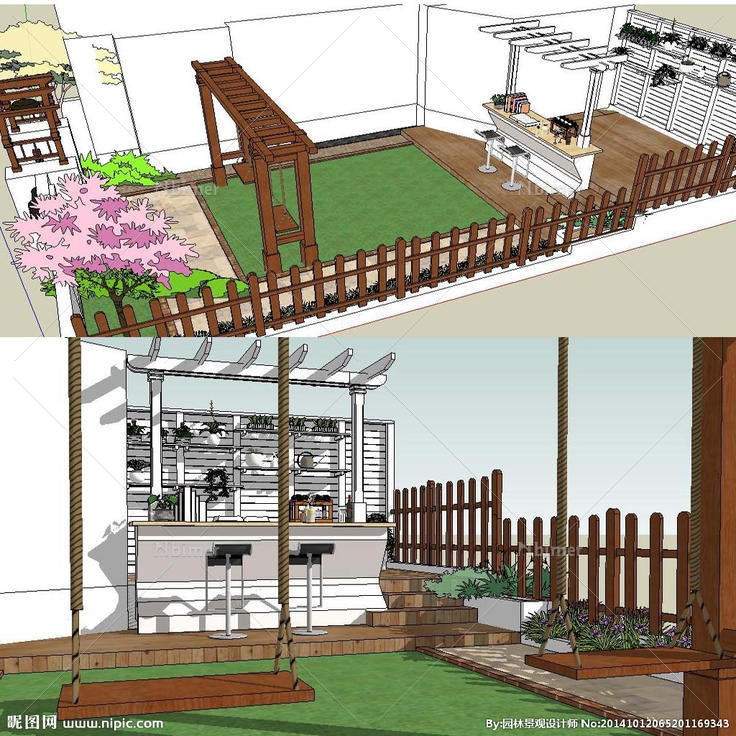 休闲庭院花园景观模型图片