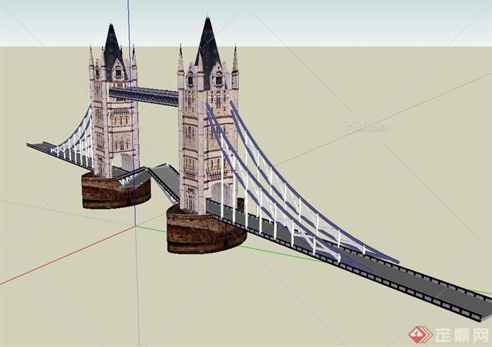 欧式风格建筑大桥设计SU模型