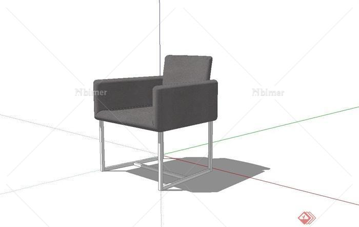 现代简约皮质扶手椅设计su模型