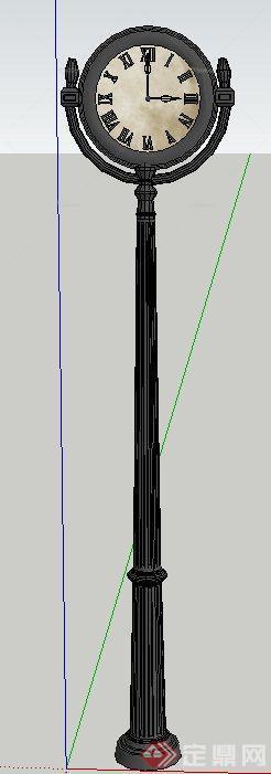 园林景观节点欧式钟表景观柱设计Su模型