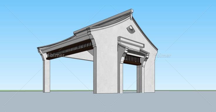 中式风格门头入口(79087)su模型下载