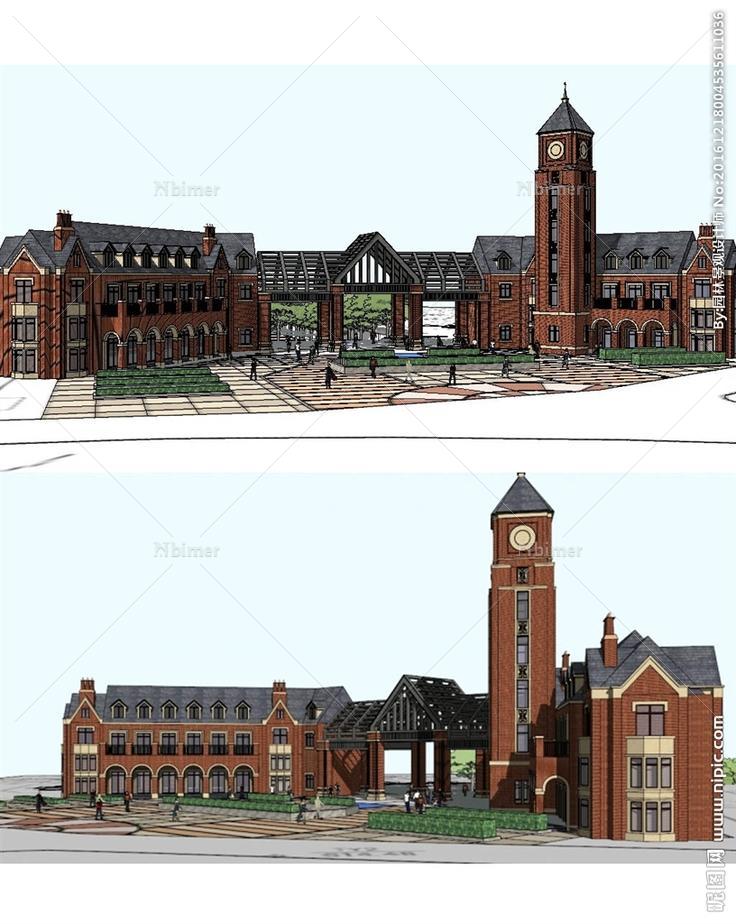 英式入口方案建筑草图大师模型图片