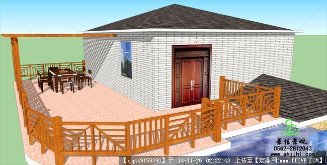 别墅建筑和部分附件设计效果图和su模型