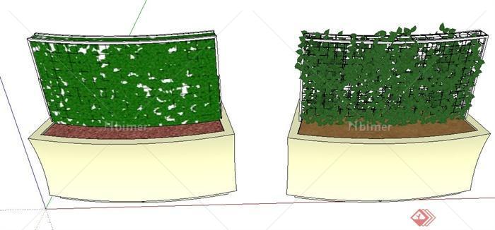 一堵花墙景观设计SU模型