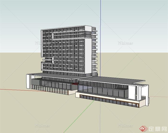 某现代公寓酒店建筑设计su模型[原创]