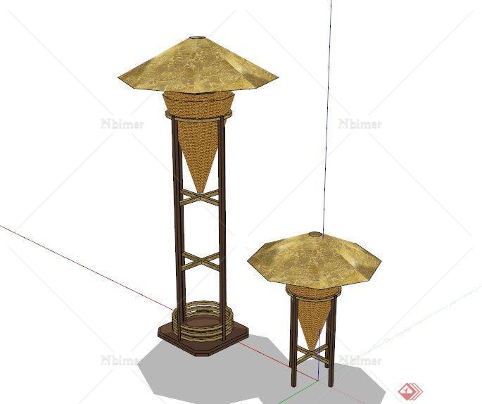 现代中式木制景观灯设计SU模型[原创]